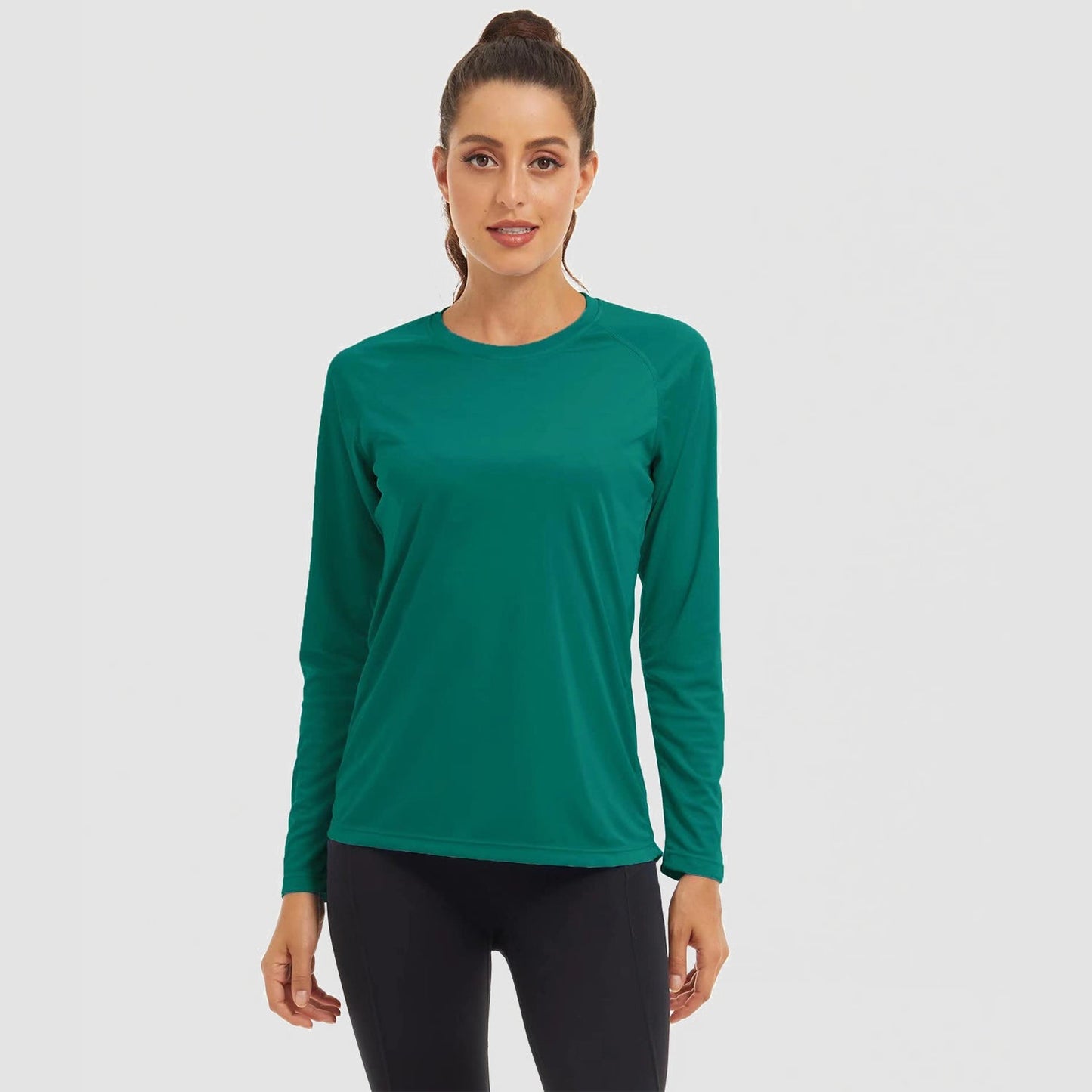 Women's UPF 50+ lightweight quick-dry sun shirt, breathable long sleeve crew neck with raglan fit