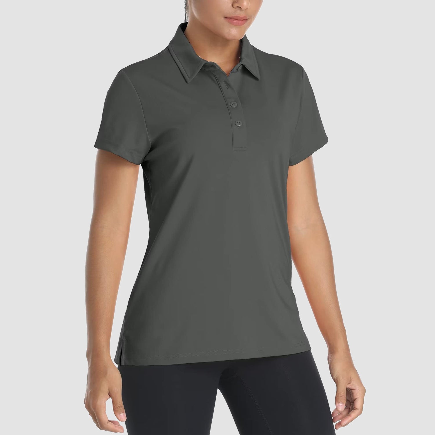 Women's quick-dry golf polo shirt light blue moisture-wicking short sleeve athletic stretch casual fit