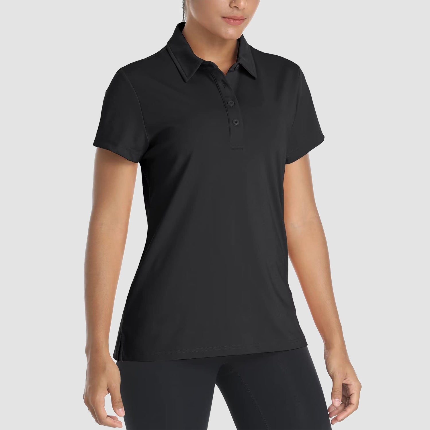 Women's quick-dry golf polo shirt light blue moisture-wicking short sleeve athletic stretch fit