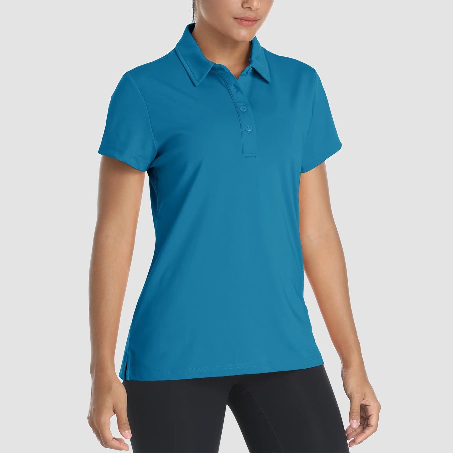 Women's quick-dry golf polo shirt moisture-wicking breathable short sleeve casual athletic stretch fit