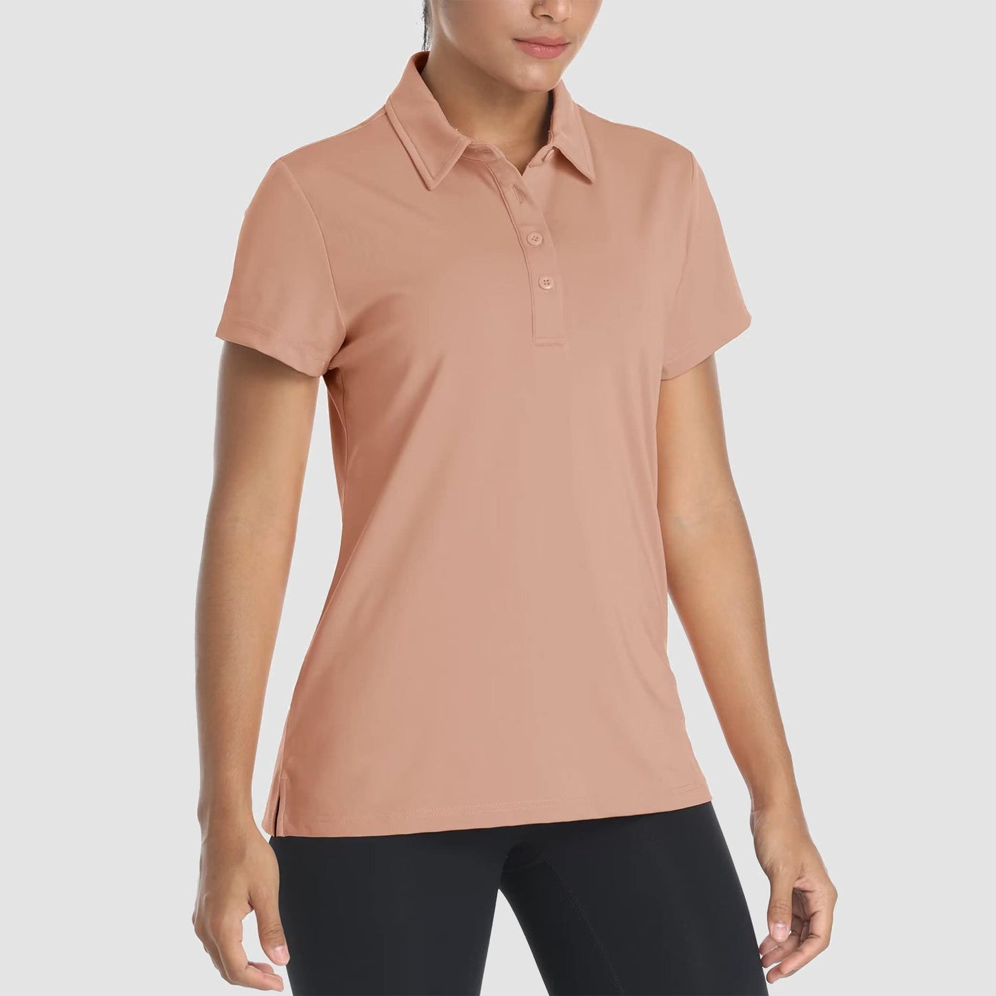 Women's quick-dry golf polo shirt, moisture-wicking short sleeve top with athletic stretch fit