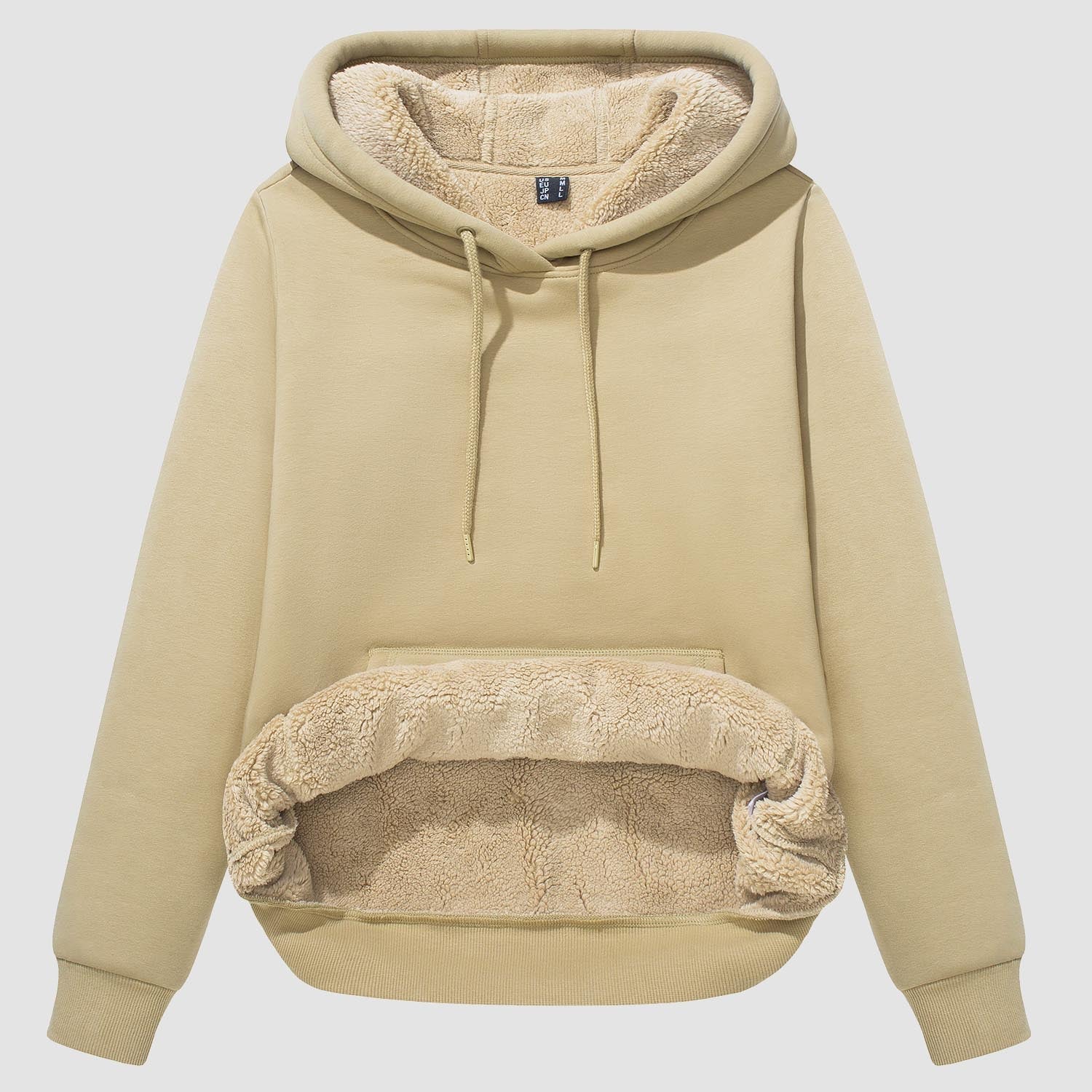 Women's sherpa-lined fleece hoodie pullover with kangaroo pocket, windproof warm thermal cozy fit