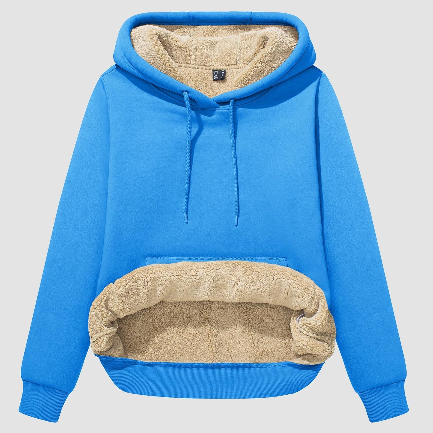 Women's sherpa hoodie fleece-lined pullover with kangaroo pocket, windproof warm thermal cozy fit