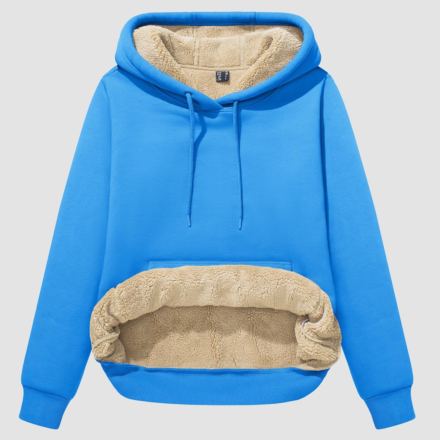 Women's sherpa hoodie fleece-lined pullover with kangaroo pocket, windproof warm thermal cozy fit