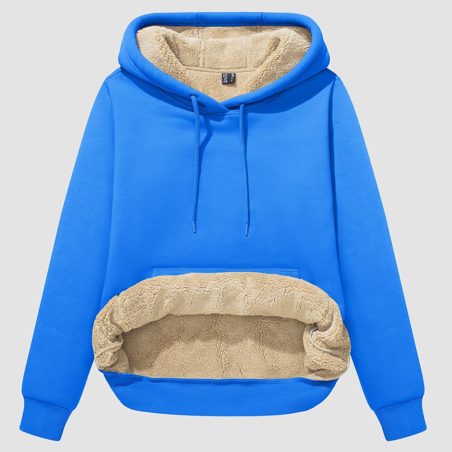 Women's sherpa hoodie fleece-lined pullover with kangaroo pocket, windproof warm thermal cozy layer