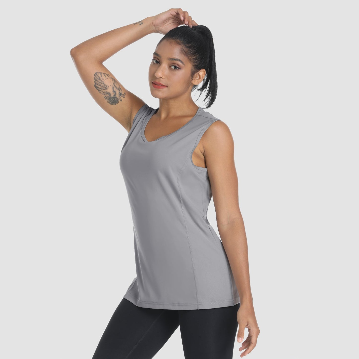 Women's white UPF 80+ tank top lightweight quick-dry sun protection sleeveless athletic fit
