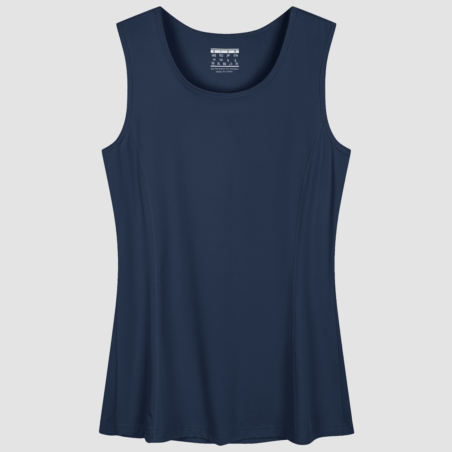 Women's white UPF 80+ tank top, lightweight quick-dry fabric with sleeveless athletic cut