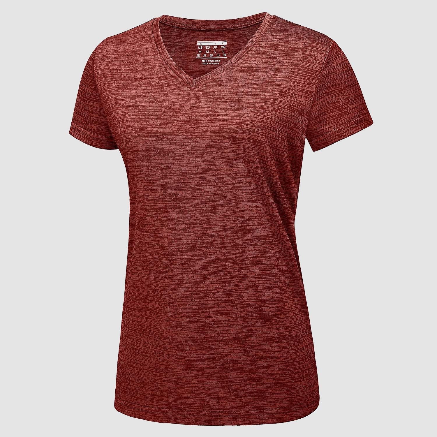 Women's light blue v-neck athletic shirt quick-dry moisture-wicking lightweight performance top