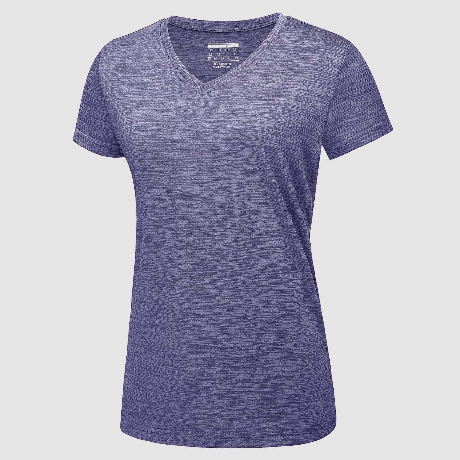 Women's lightweight v-neck athletic shirt, moisture-wicking quick-dry performance top for active wear