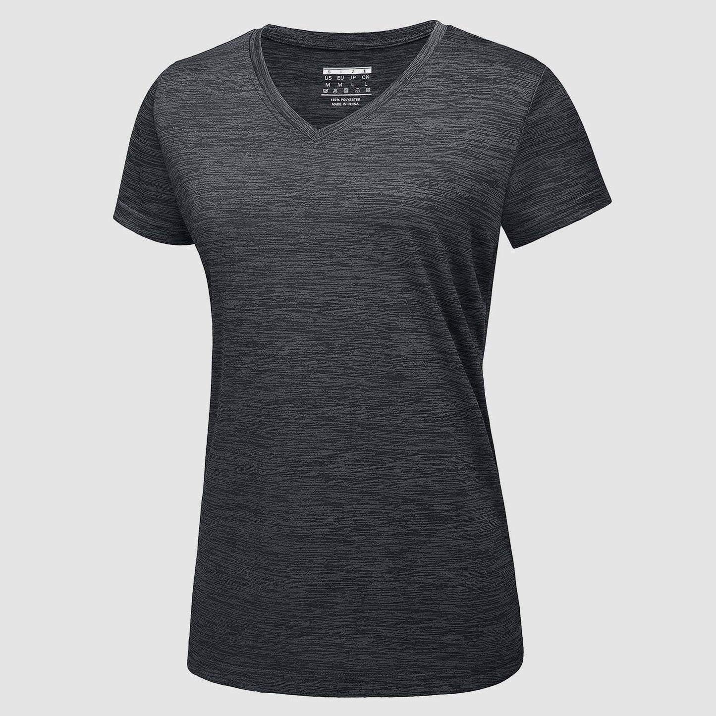 Women's light athletic V-neck shirt, moisture-wicking quick-dry performance top for active wear