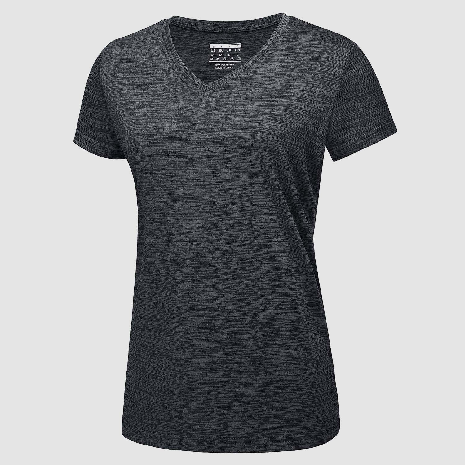 Women's light athletic V-neck shirt, moisture-wicking quick-dry performance top for active wear