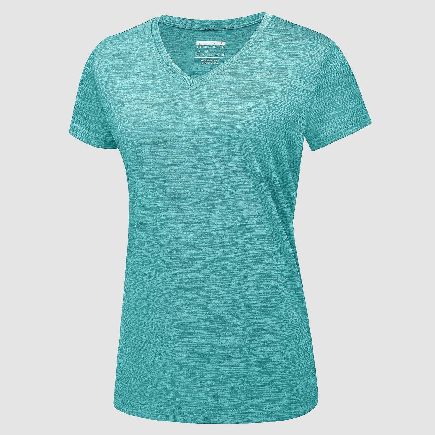 Women's lightweight v-neck athletic shirt moisture-wicking quick-dry polyester performance top for active wear
