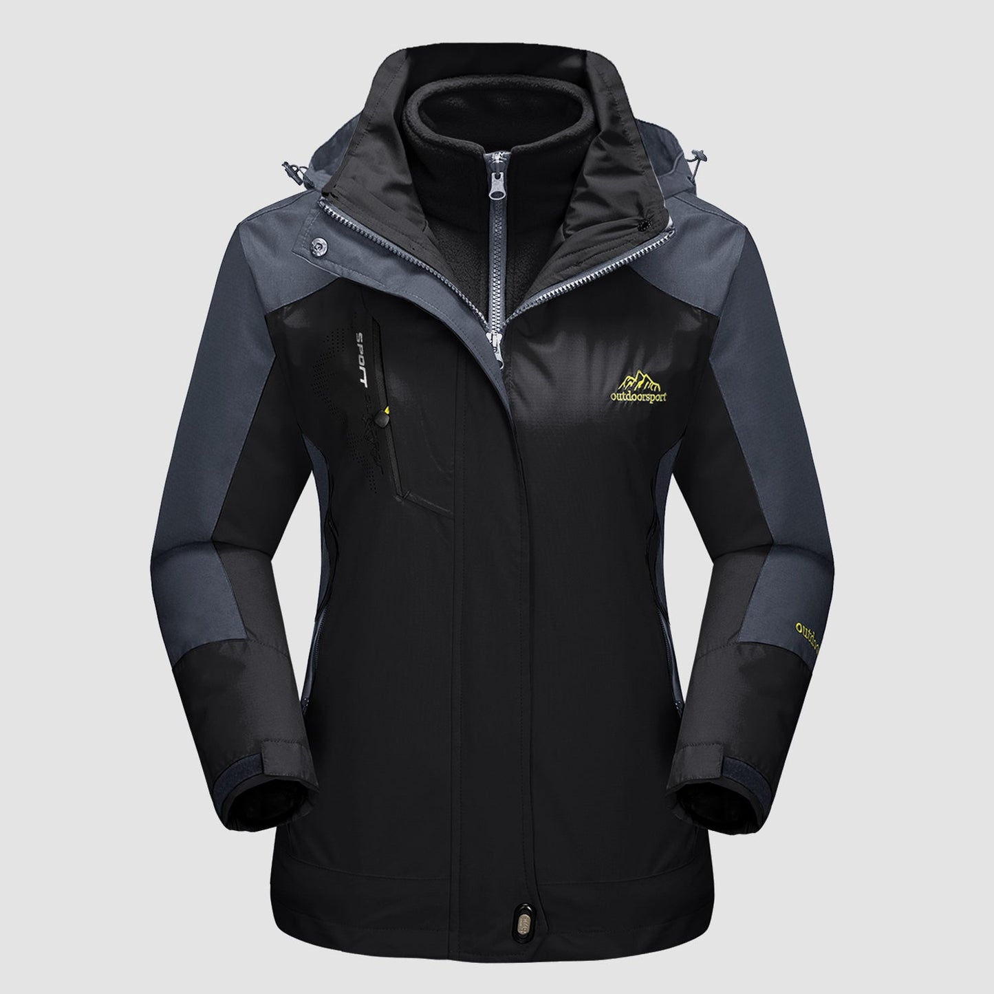 Women's 3-in-1 waterproof ski coat with detachable fleece liner, windproof winter jacket