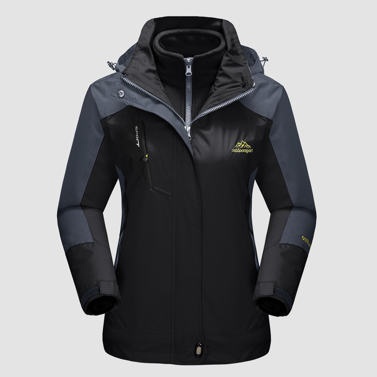 Women's 3-in-1 waterproof ski coat with detachable fleece liner, windproof winter jacket