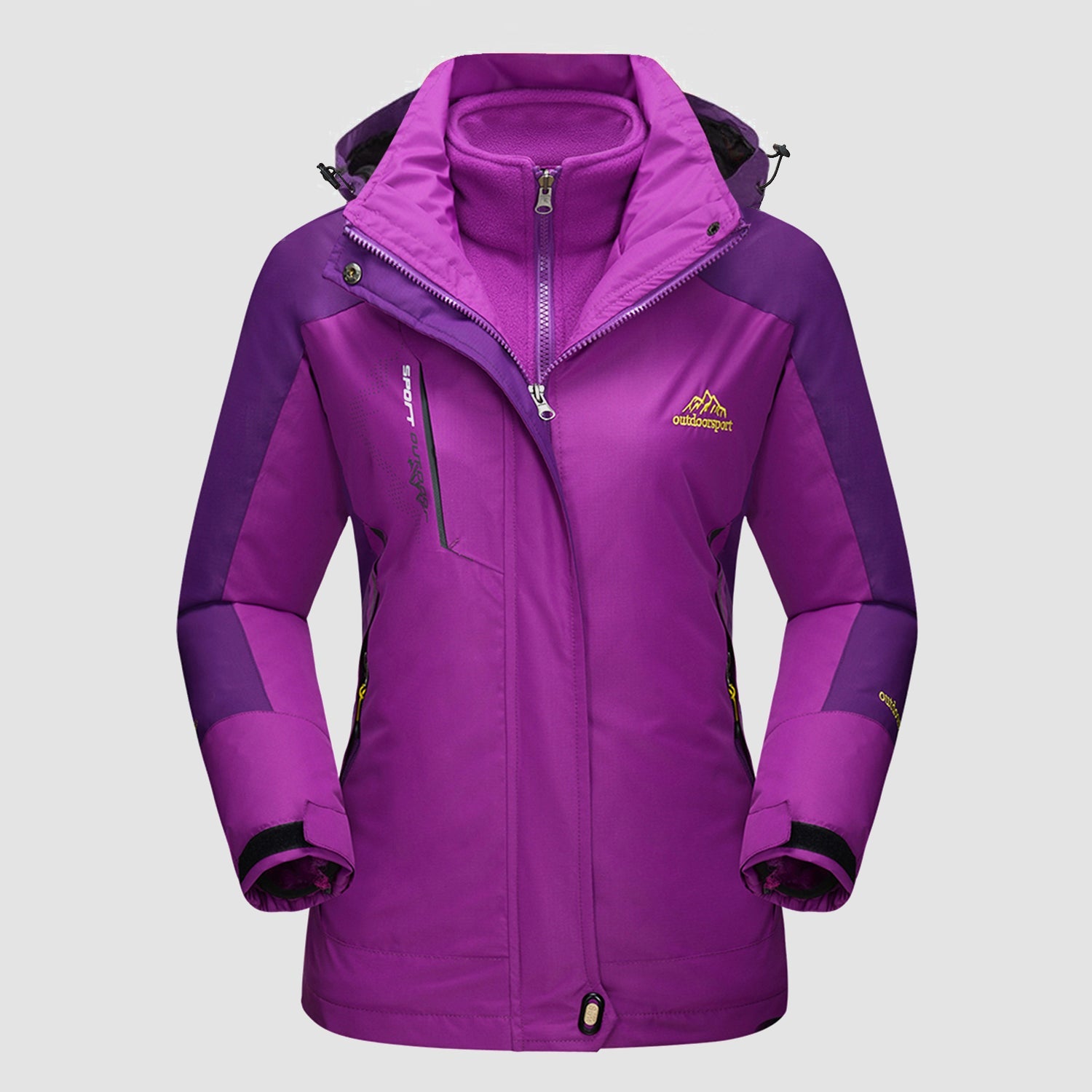 Women's 3-in-1 waterproof ski coat with detachable fleece liner, windproof winter jacket