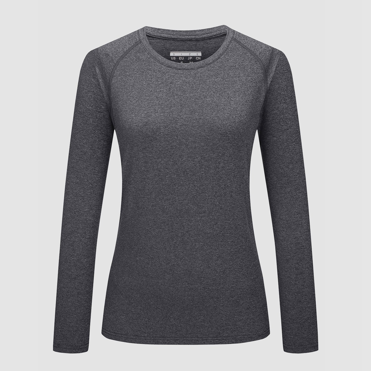 Women's UPF 50+ light blue raglan crew neck long sleeve shirt with quick-dry sun protection fabric