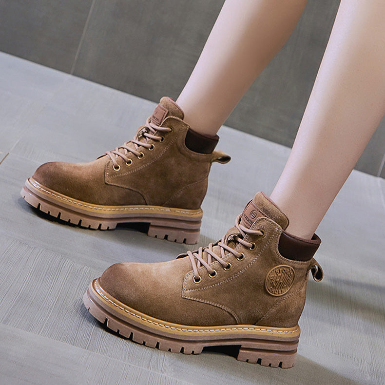 Unisex waterproof walking boots brown nubuck leather orthopedic support non-slip outdoor winter comfort