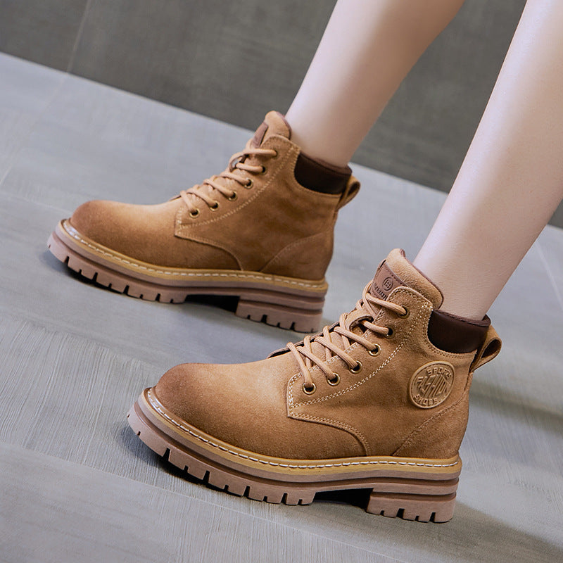 Unisex waterproof walking boots brown nubuck leather orthopedic support non-slip outdoor winter footwear