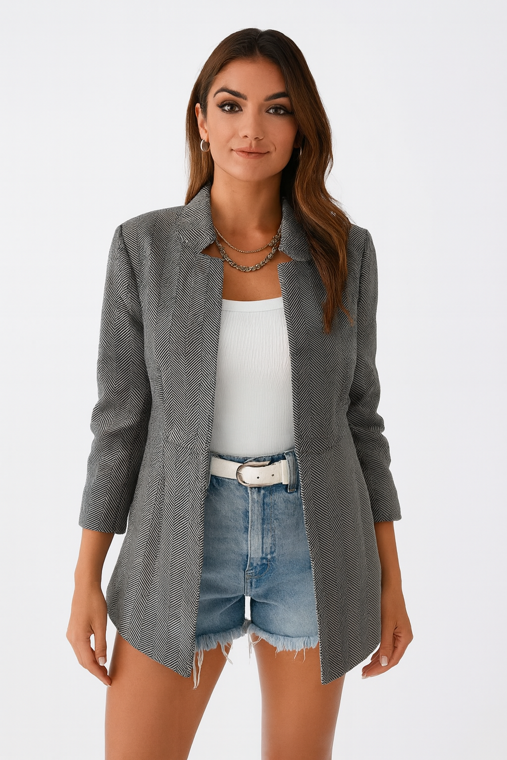 Women's wool blend overcoat mid-thigh tailored silhouette with functional pockets elegant everyday style