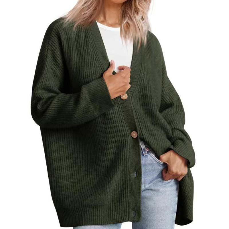 Women's oversized ribbed knit cardigan button-front long sleeve casual cozy layer everyday style