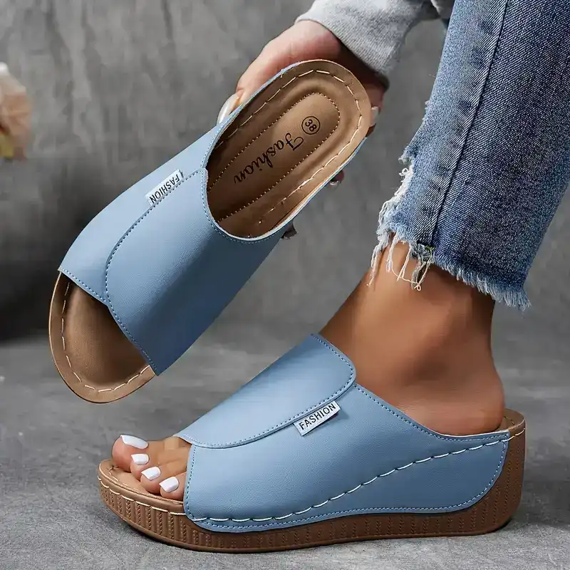 Women's slip-on wedge sandals open toe minimalist style with cushioned sole for all-day comfort