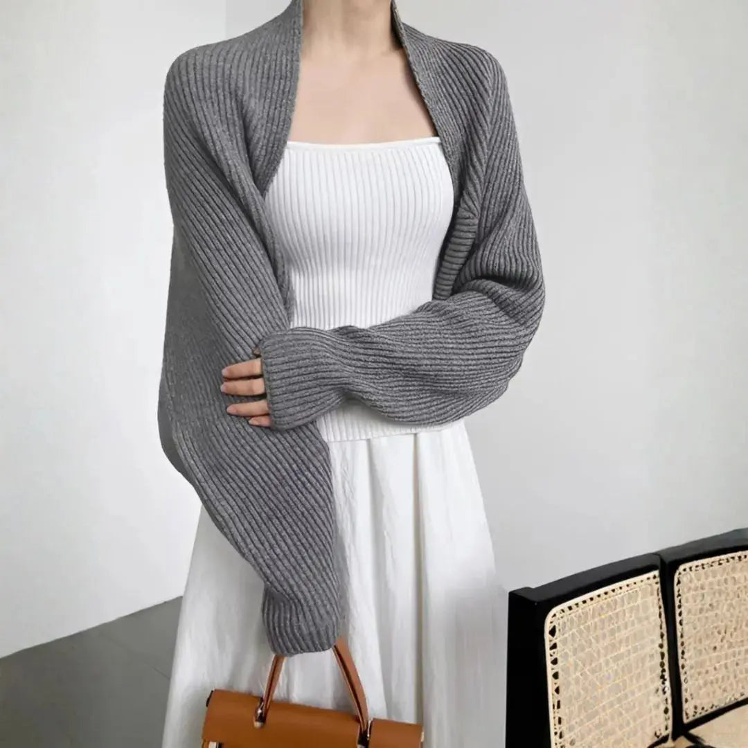 Women's ribbed shrug cardigan lightweight open-front bolero soft drapey layer for dresses