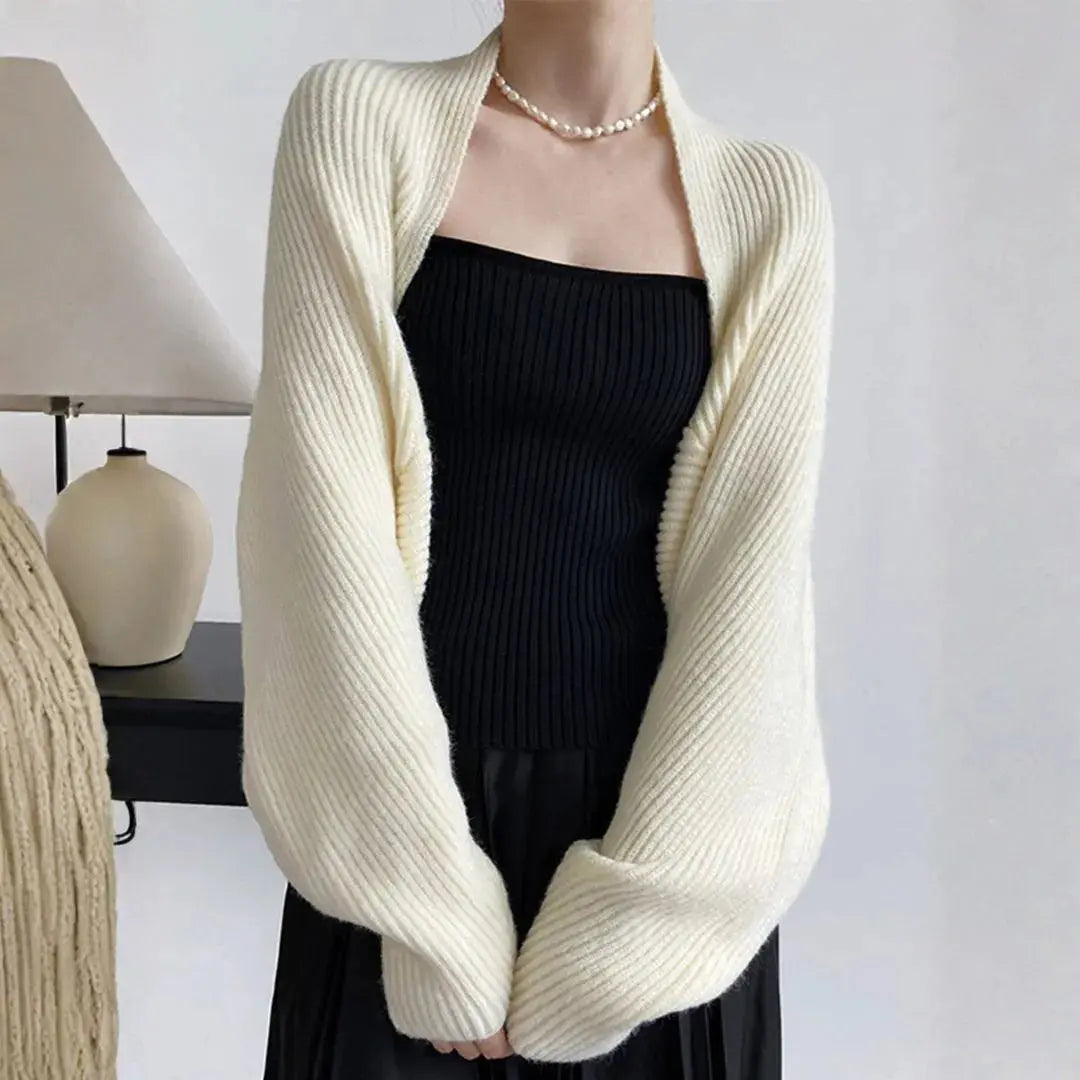 Women's ribbed shrug cardigan lightweight open-front bolero soft drapey layer for dresses
