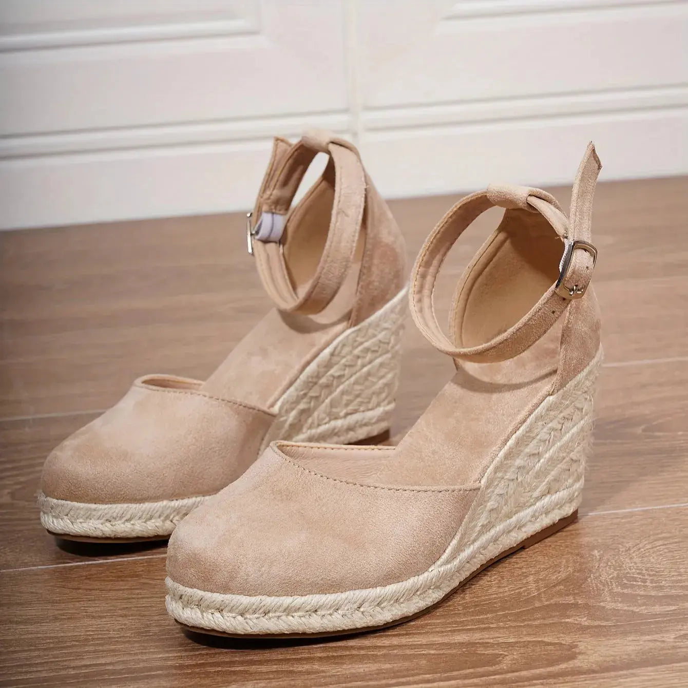 Women's Savannah espadrille closed-toe wedge sandal with ankle strap and braided jute sole