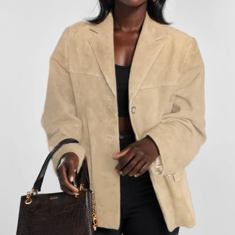Women's tailored button-down blazer jacket chic versatile polished office style everyday comfort