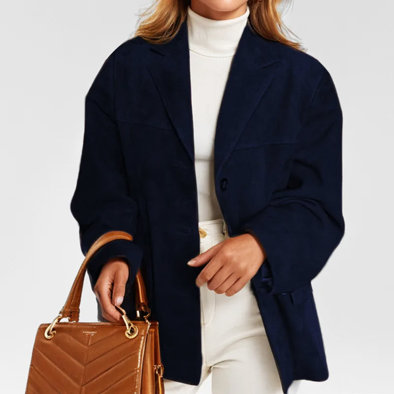 Women's tailored button-down blazer jacket chic polished fit versatile wardrobe essential