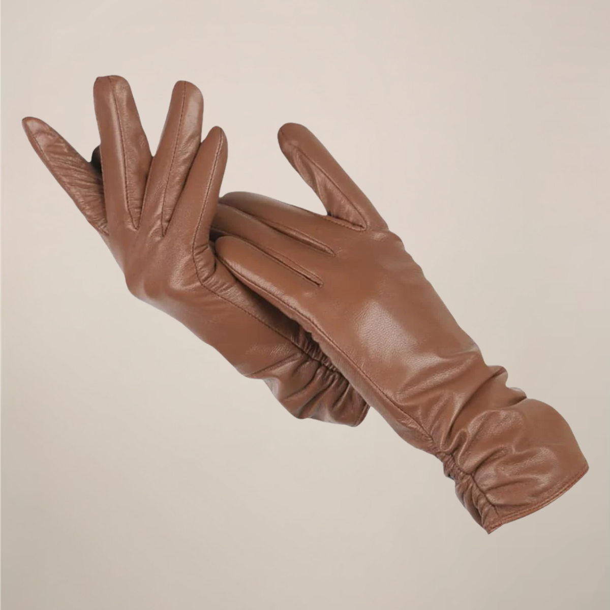 Women's classic gloves with ruched wrist detail, lightweight elegant cold-weather accessory for commuting