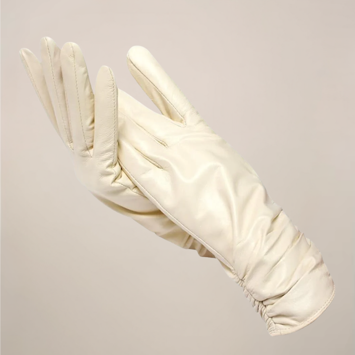 Women's classic gloves with ruched wrist detail, lightweight elegant design for warmth and style