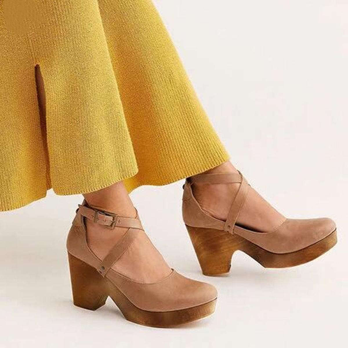 Women's retro cross strap wedge heels vintage-inspired design with secure fit and all-day comfort