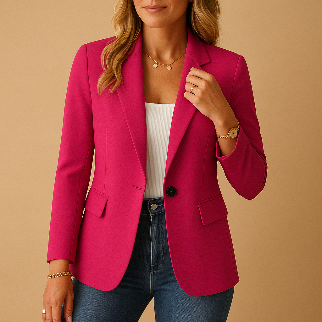 Women's elegant classic blazer structured fit tailored waist lightweight spring fabric office professional