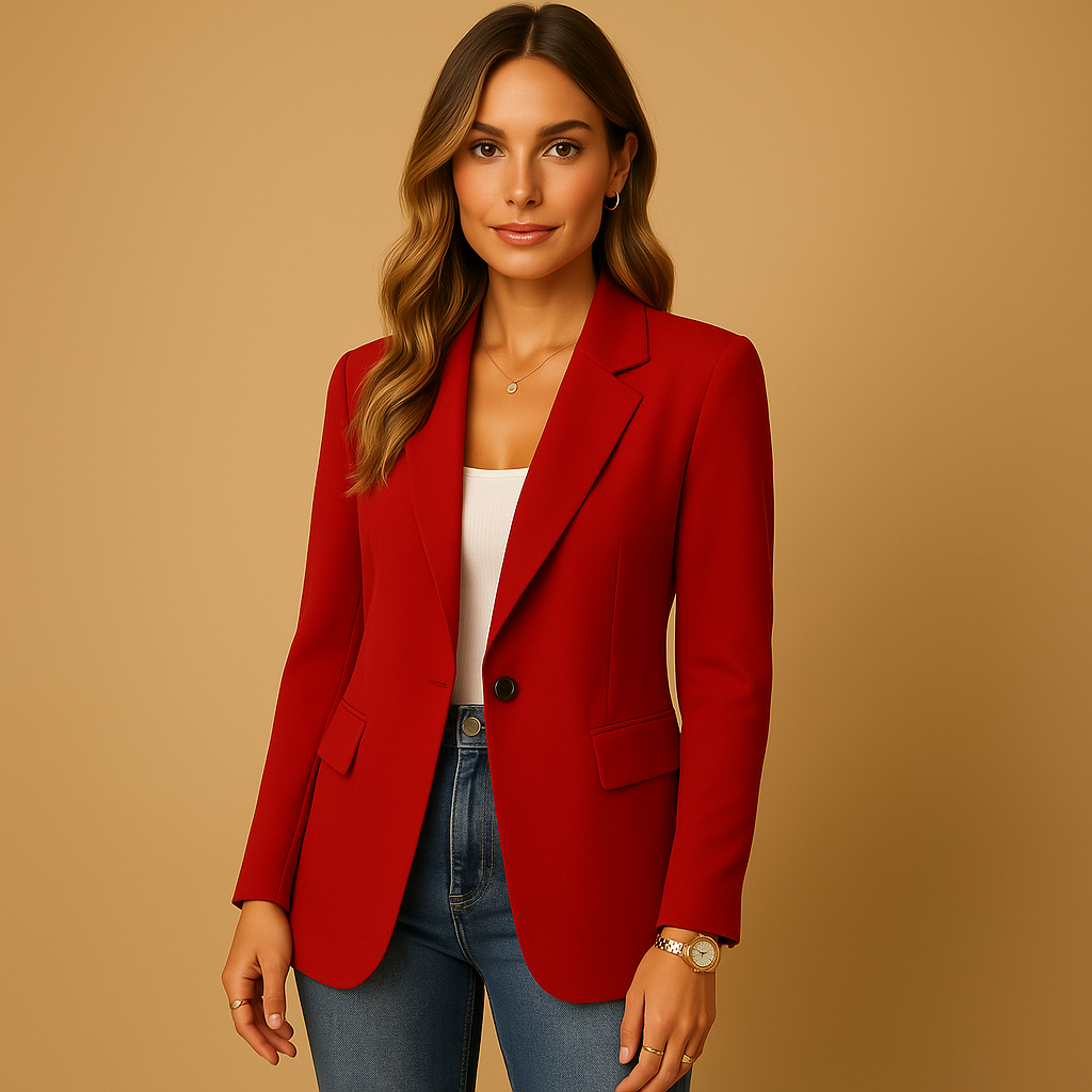 Women's elegant classic blazer structured fit lightweight spring fabric for office professionals