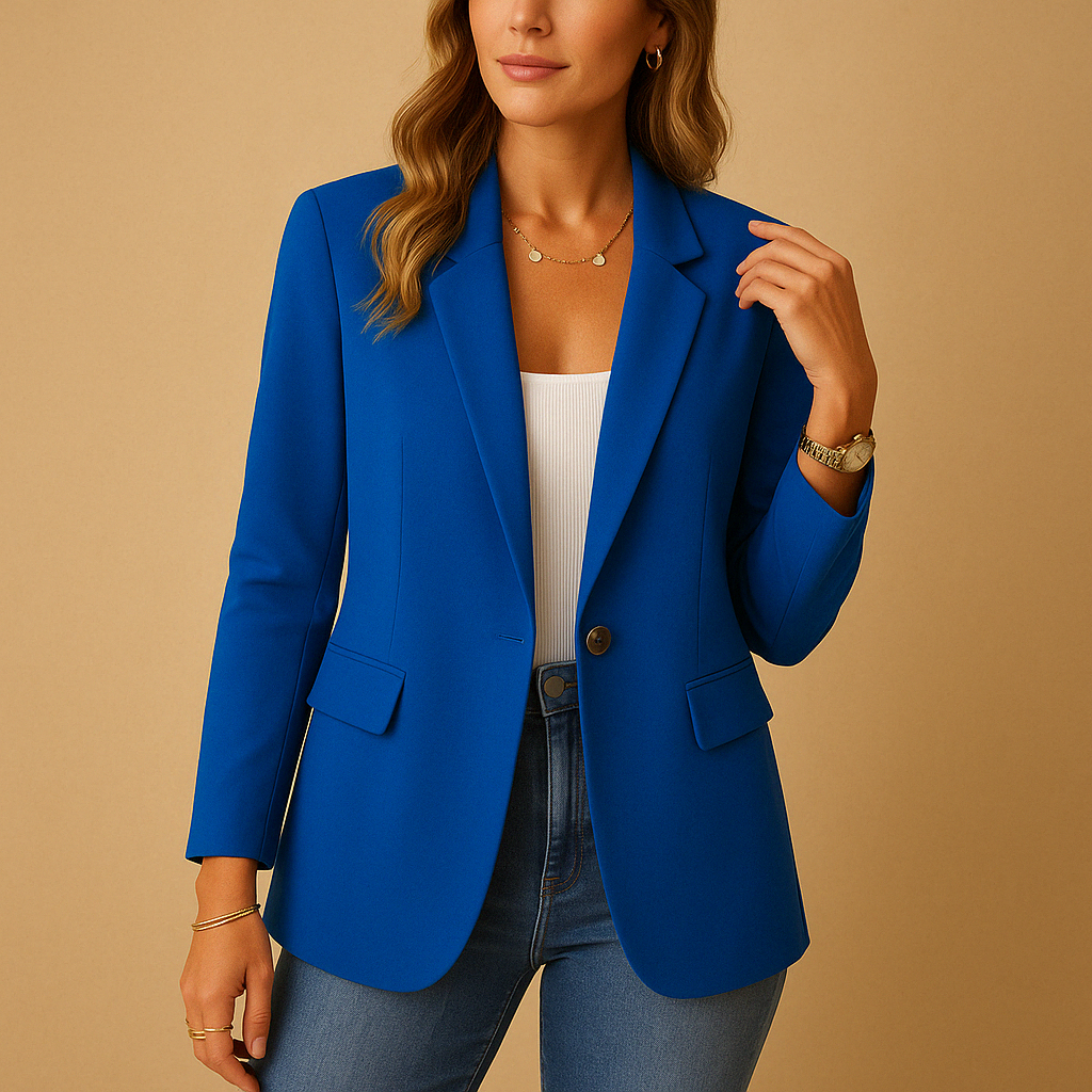 Women's elegant classic blazer structured fit tailored waist lightweight spring fabric office professional