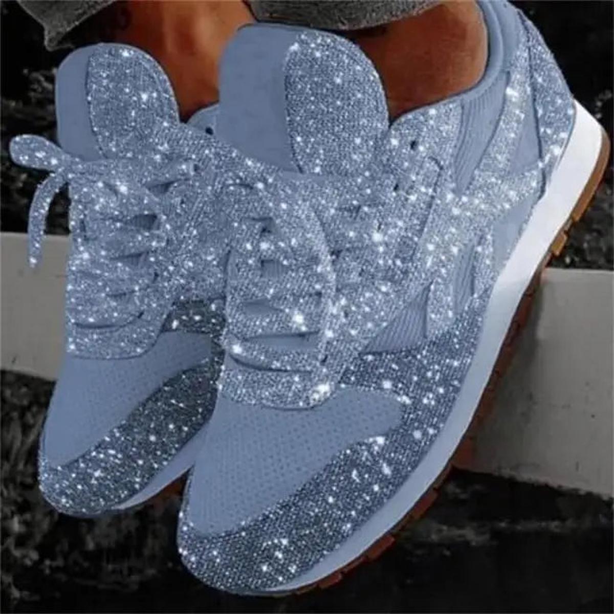 Paige women casual sneakers sparkling starry pattern glam style lightweight cushioned sole comfort