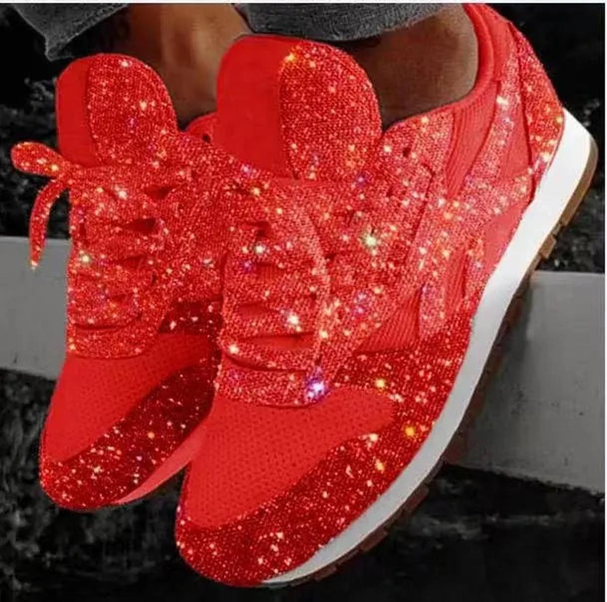 Paige women casual sneakers sparkling starry pattern glam style lightweight cushioned sole comfort