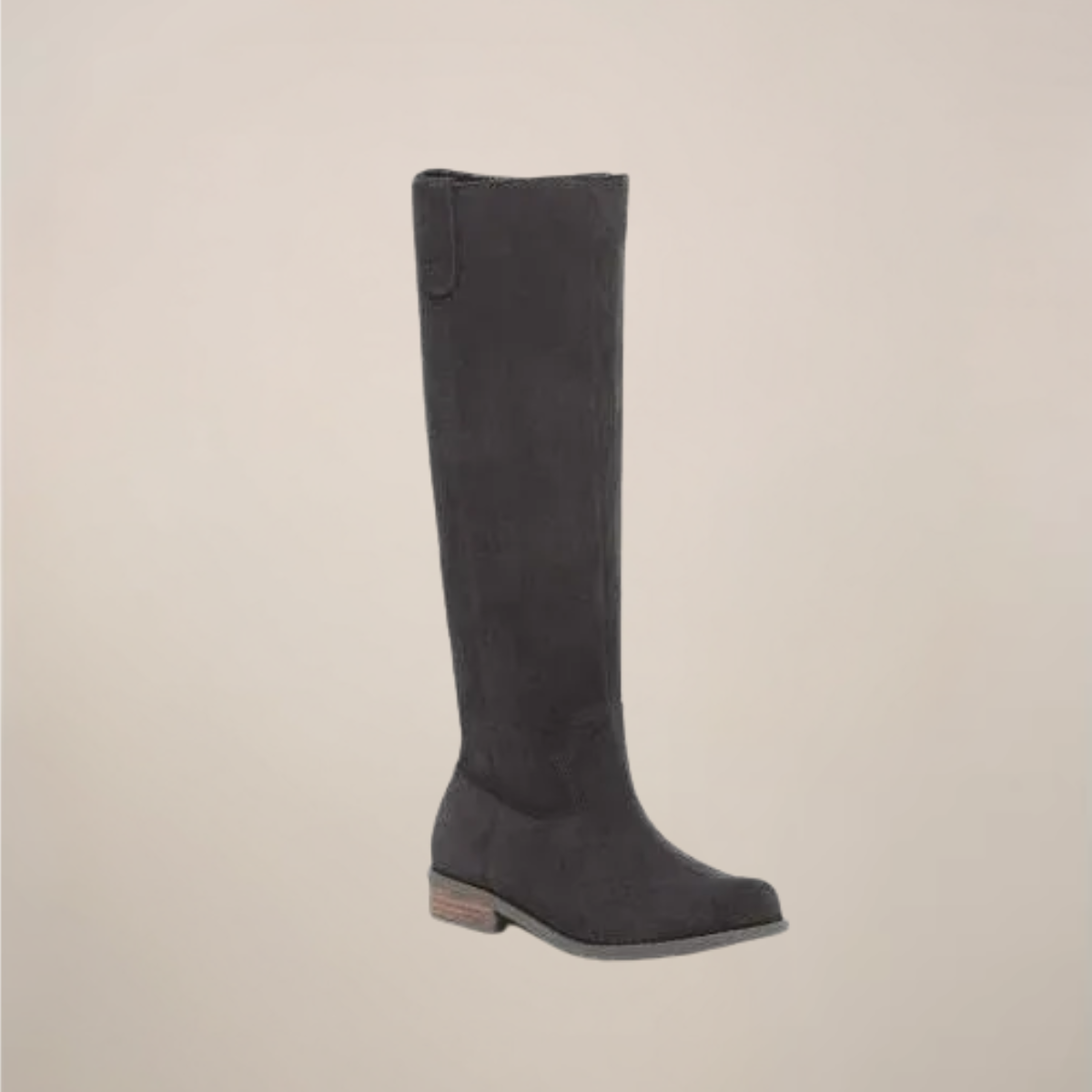 Women's black knee-high boots low heel classic rounded toe sleek elongated silhouette