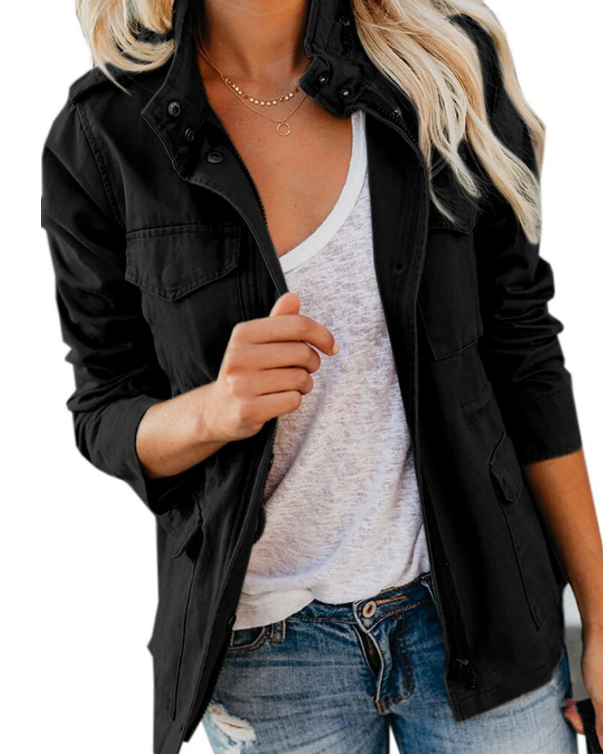 Women's lightweight utility jacket waist-length cut breathable fabric versatile city style