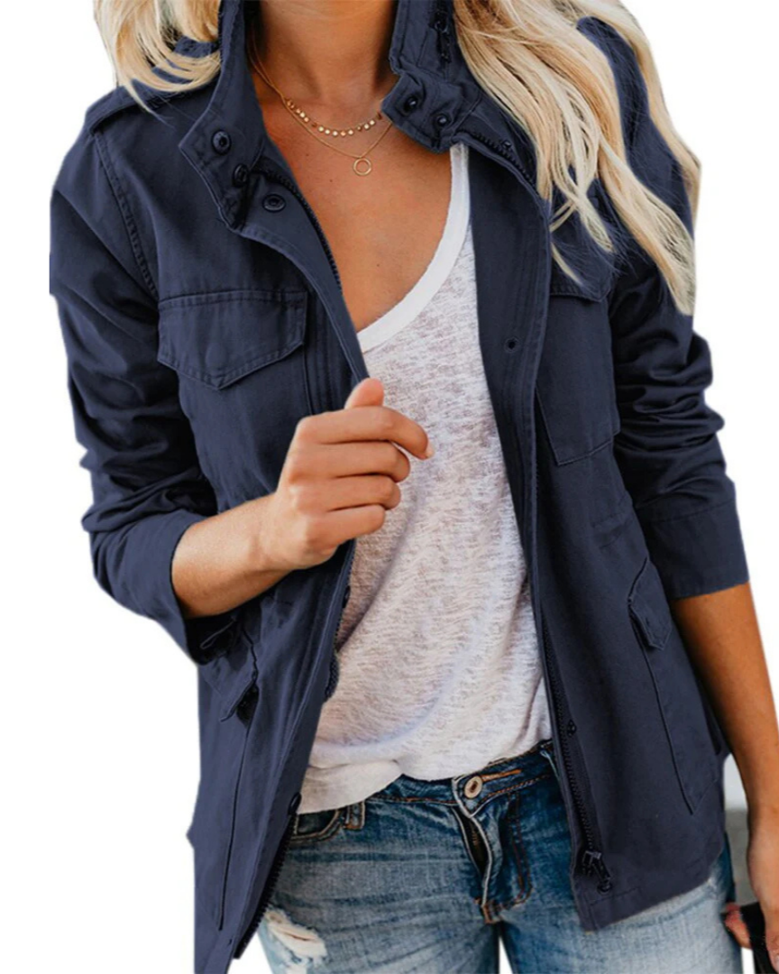 Women's lightweight utility jacket waist-length cut breathable fabric versatile city style