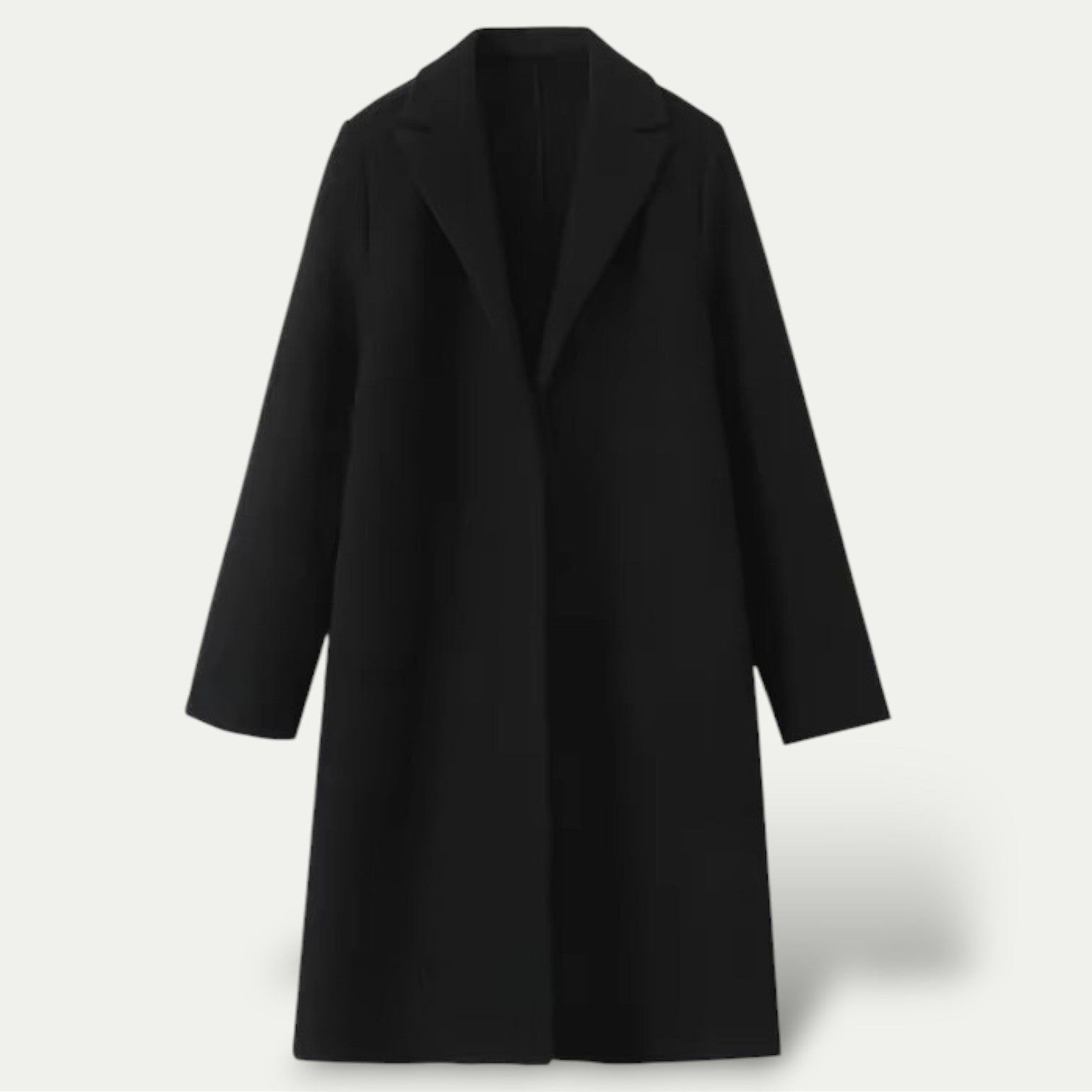 Women's long tailored trench coat classic beige sleek silhouette double-breasted professional overcoat