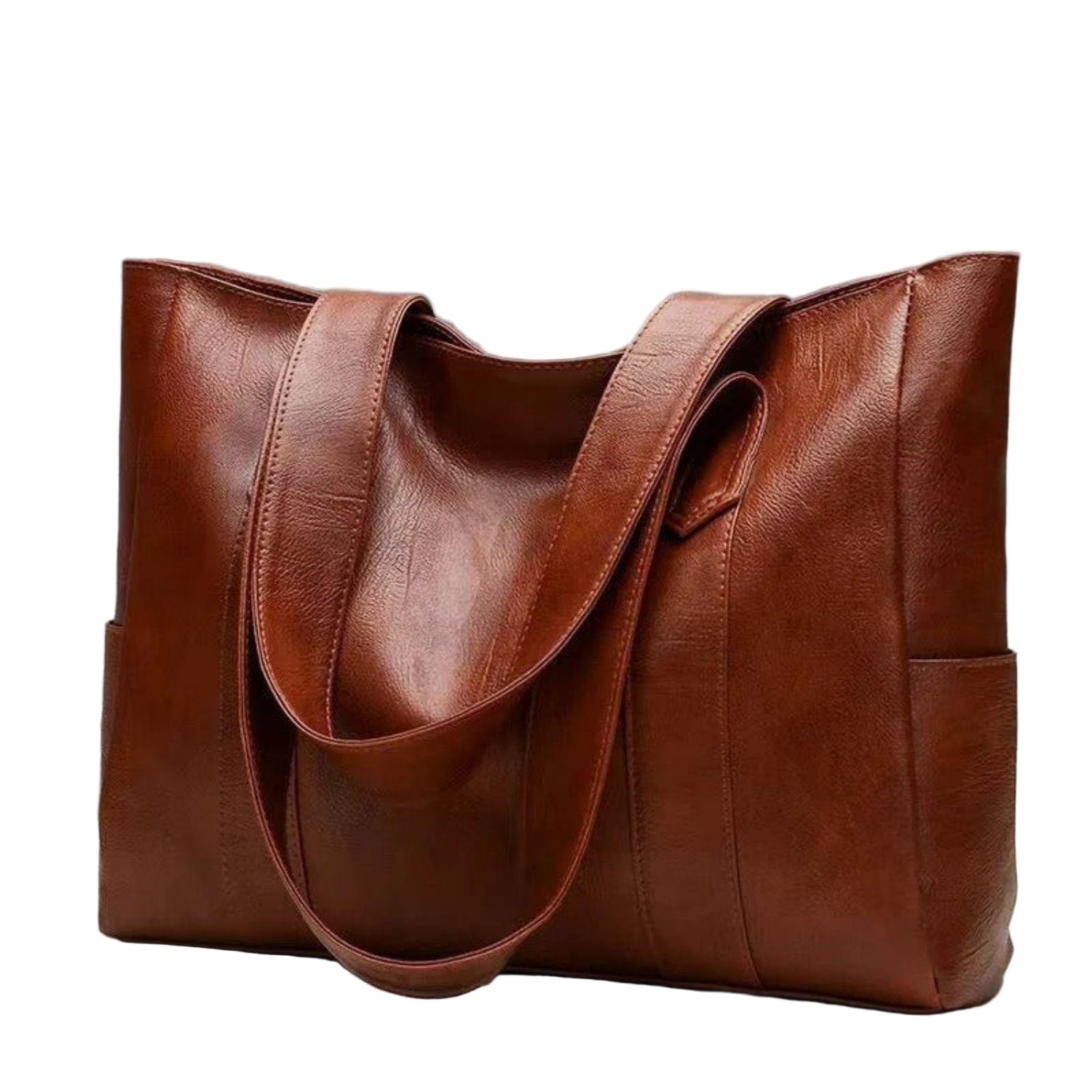 Women's vintage structured shoulder bag with adjustable strap, polished silhouette and rounded edges