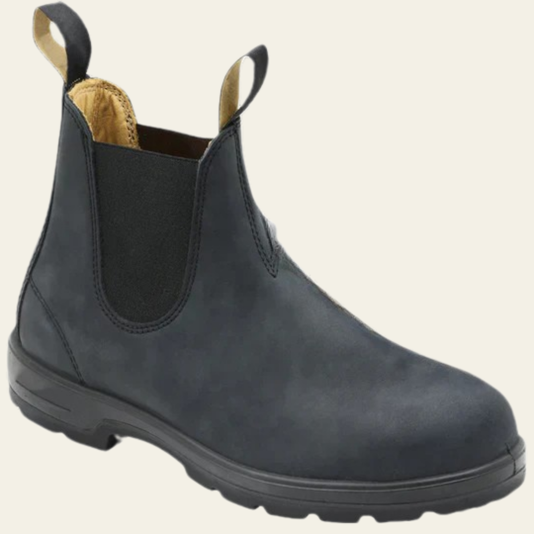 Women's slip-on Chelsea boots with elastic side panels, pull tabs, and durable all-weather sole