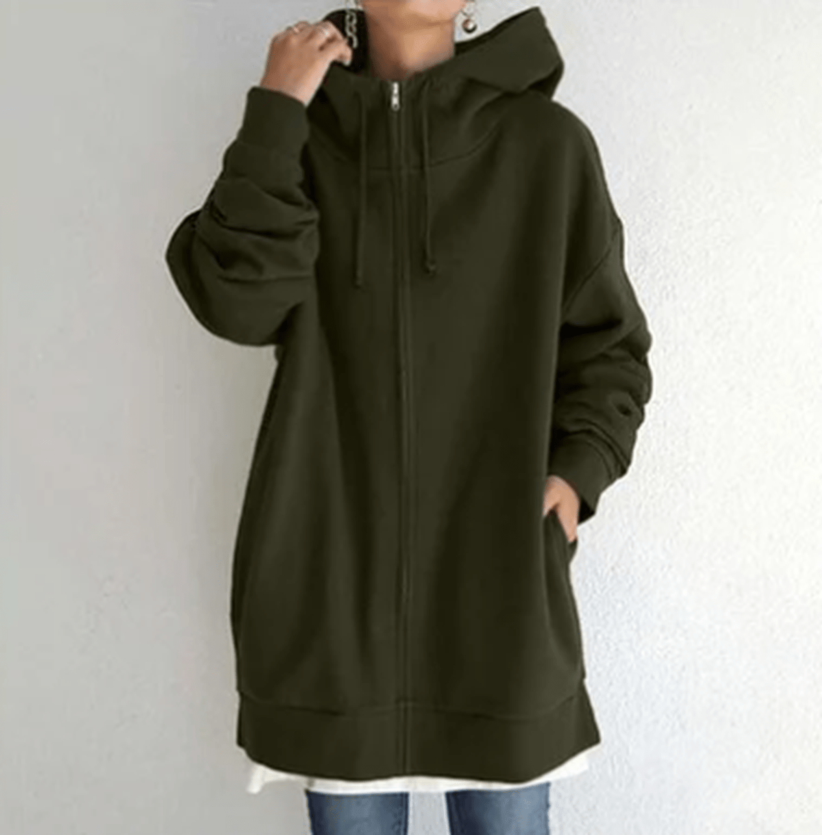 Karla women's full zip relaxed fit hoodie in soft neutral tones for cozy everyday layering