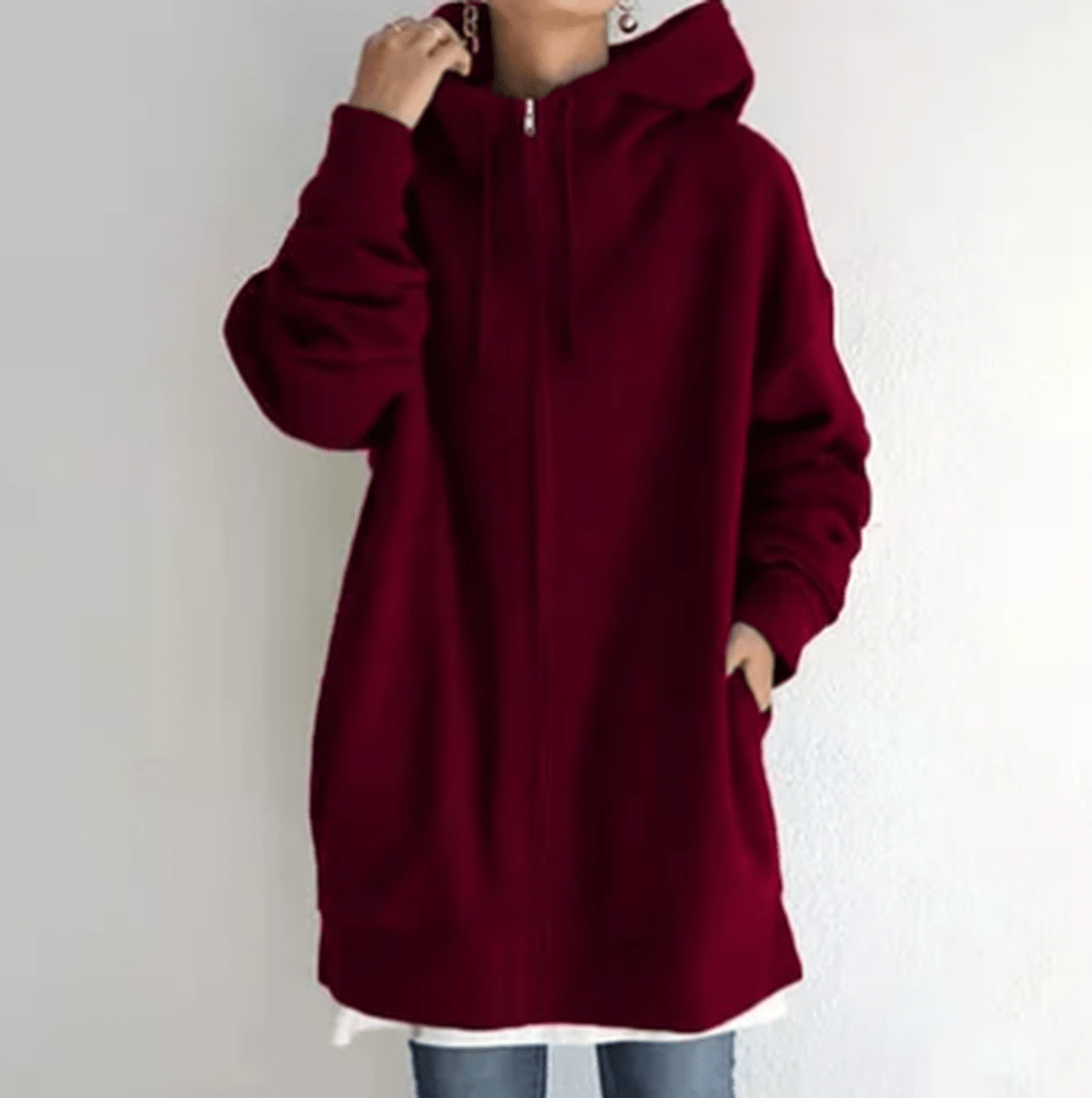 Karla women's full zip relaxed fit hoodie in soft neutral tones for cozy everyday layering