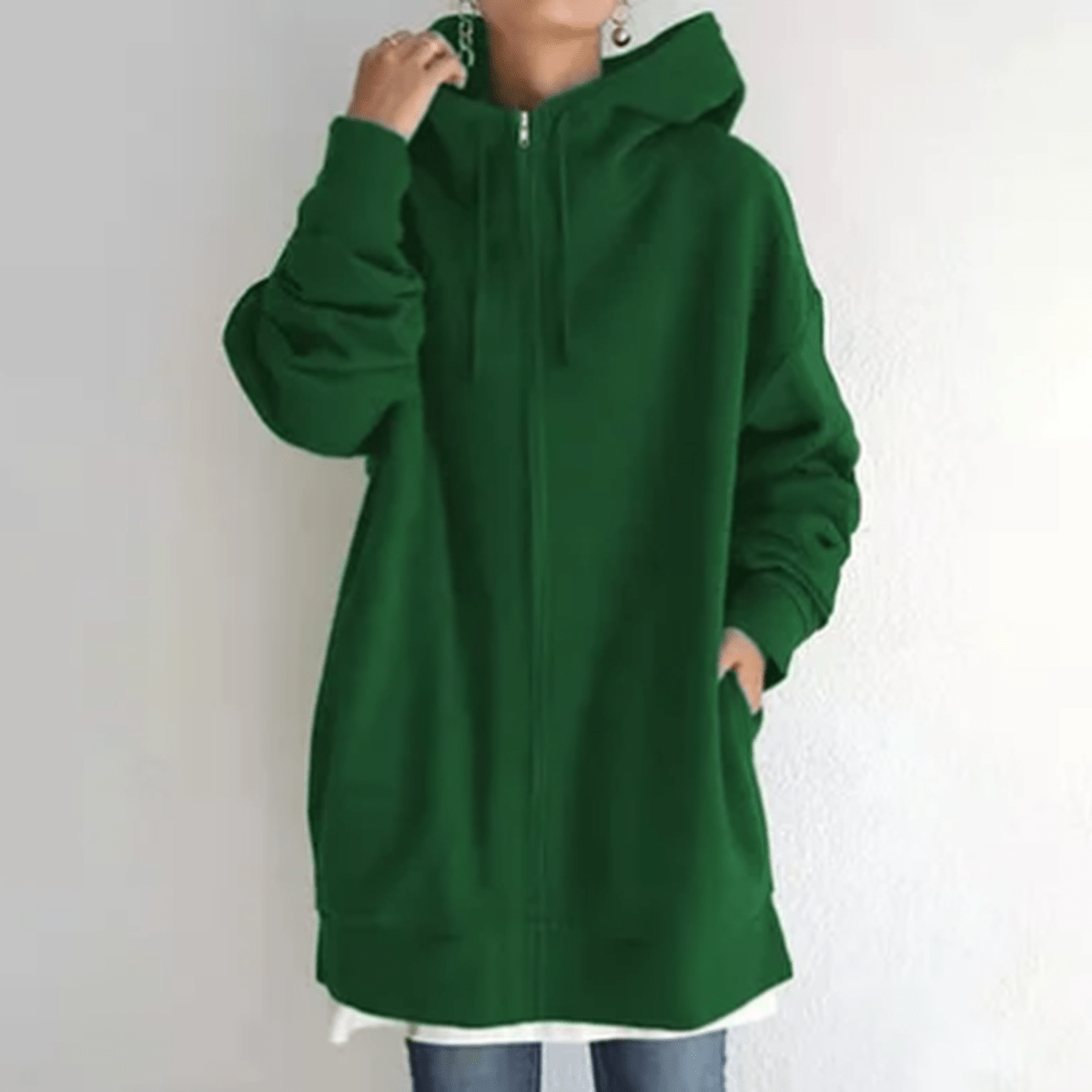 Karla women's full-zip relaxed fit hoodie in soft fabric, cozy everyday layer with front zipper