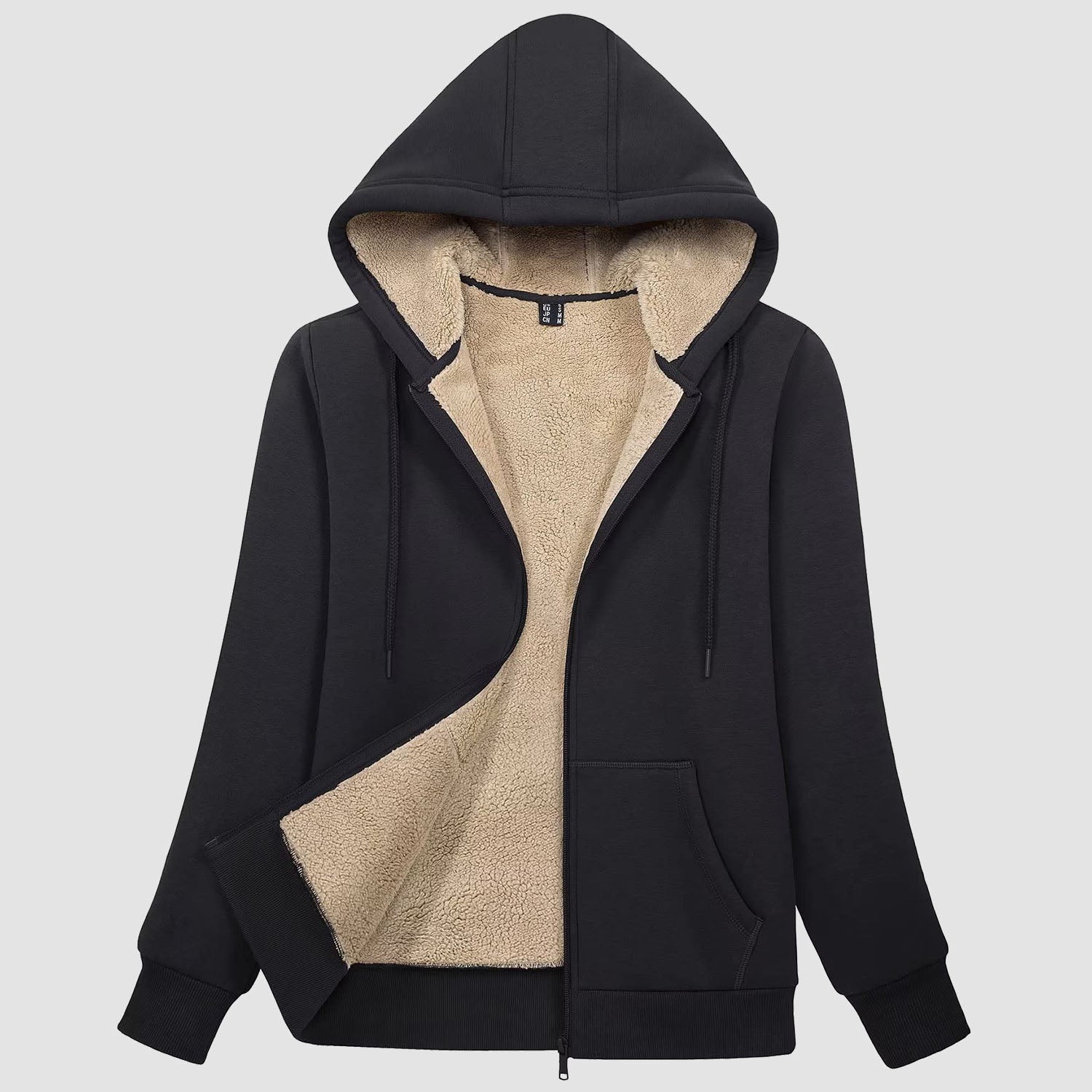 Women's sherpa lined fleece hoodie jacket zip-up cozy winter outerwear with pockets