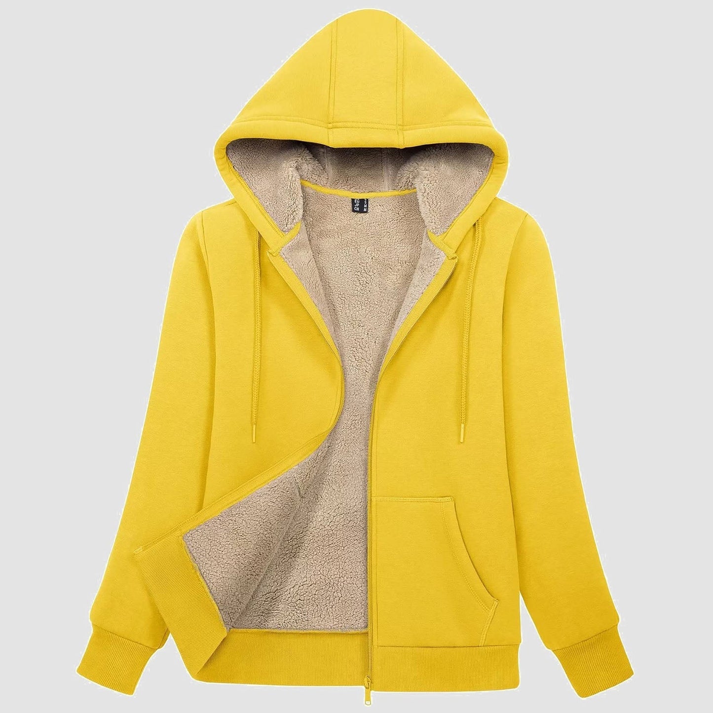 Women's sherpa lined fleece hoodie jacket zip-up cozy winter outerwear with pockets warm daily wear