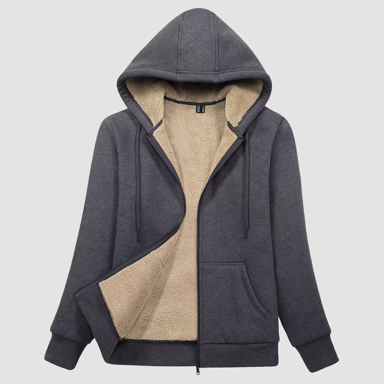 Women's sherpa lined fleece hoodie jacket zip-up cozy winter outerwear with pockets warm daily wear